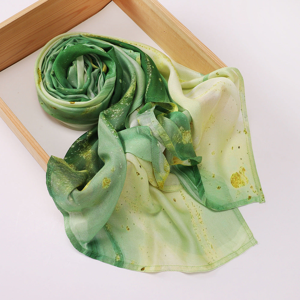 MSL395  Modal printed double stitch scarf