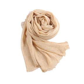 WJ070  Crinkled Rayon Scarf, Finished with Side Fringe
