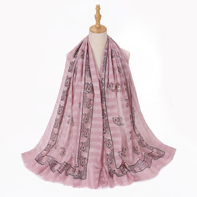 MSL276  Gold stamping hijab with gold thread - MOQ:2