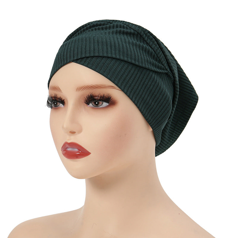 MSL028 Fashion bottom hat threaded cotton solid color headscarf