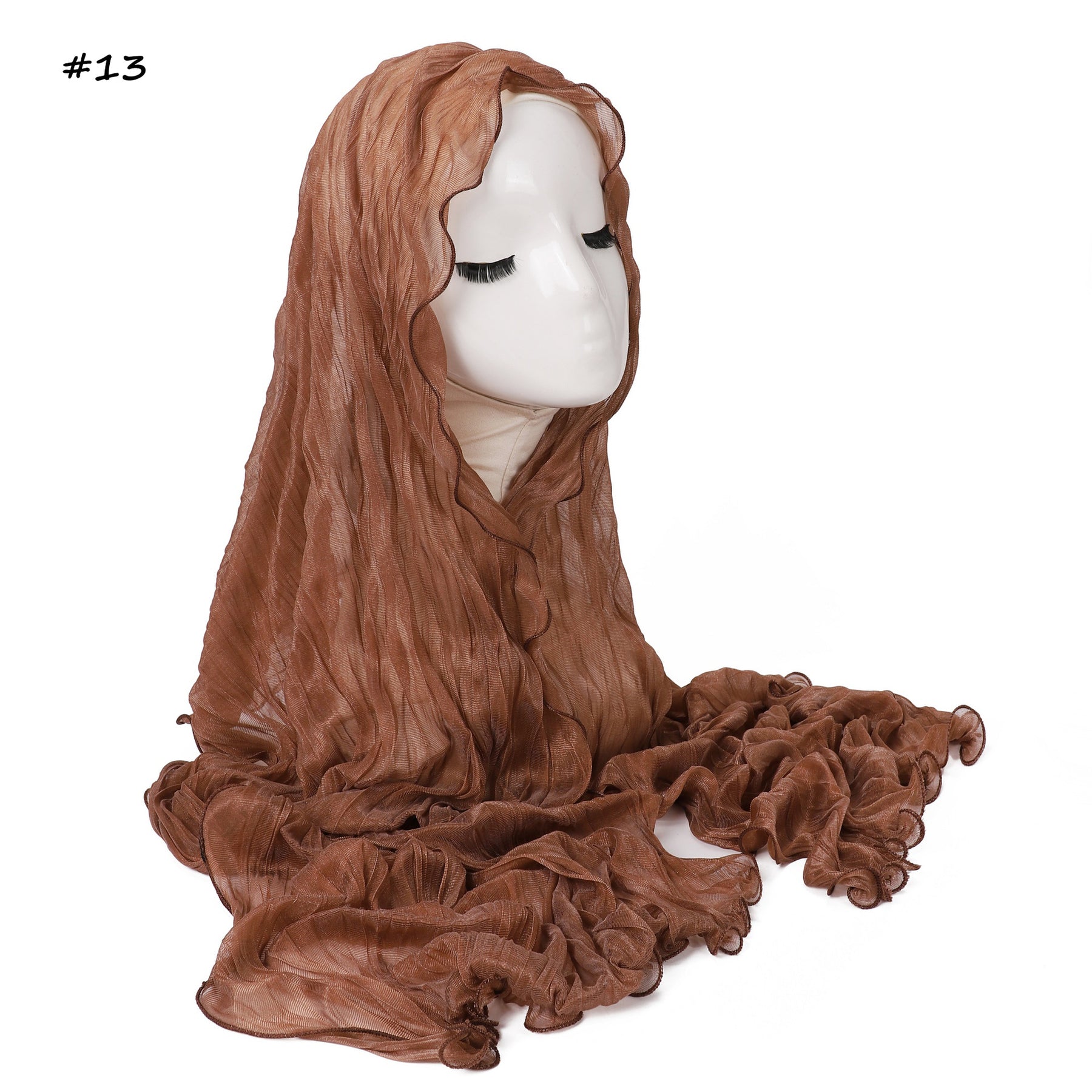 YZ327  Plain breathable glossy stretchy crinkled chiffon hijab