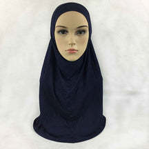 HY016  Plain Mercerized Cotton Jersey Instant Hijab + Jersey Cap Set