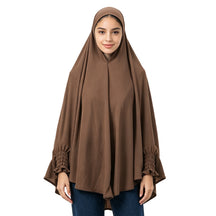 22201-22210  Plain High-Stretch Polyester Ruffled-Edge Sleeve Hijab