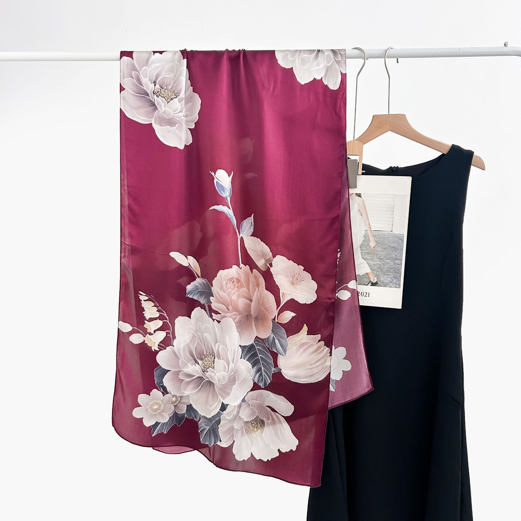 FSHHE  Elegant Versatile 100% Mulberry Silk Printed Scarf