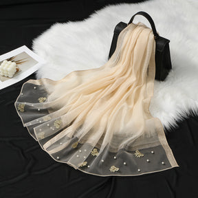 MZ070,71,72  Organza Pearl-Studded Women’s Sun Protection Scarf