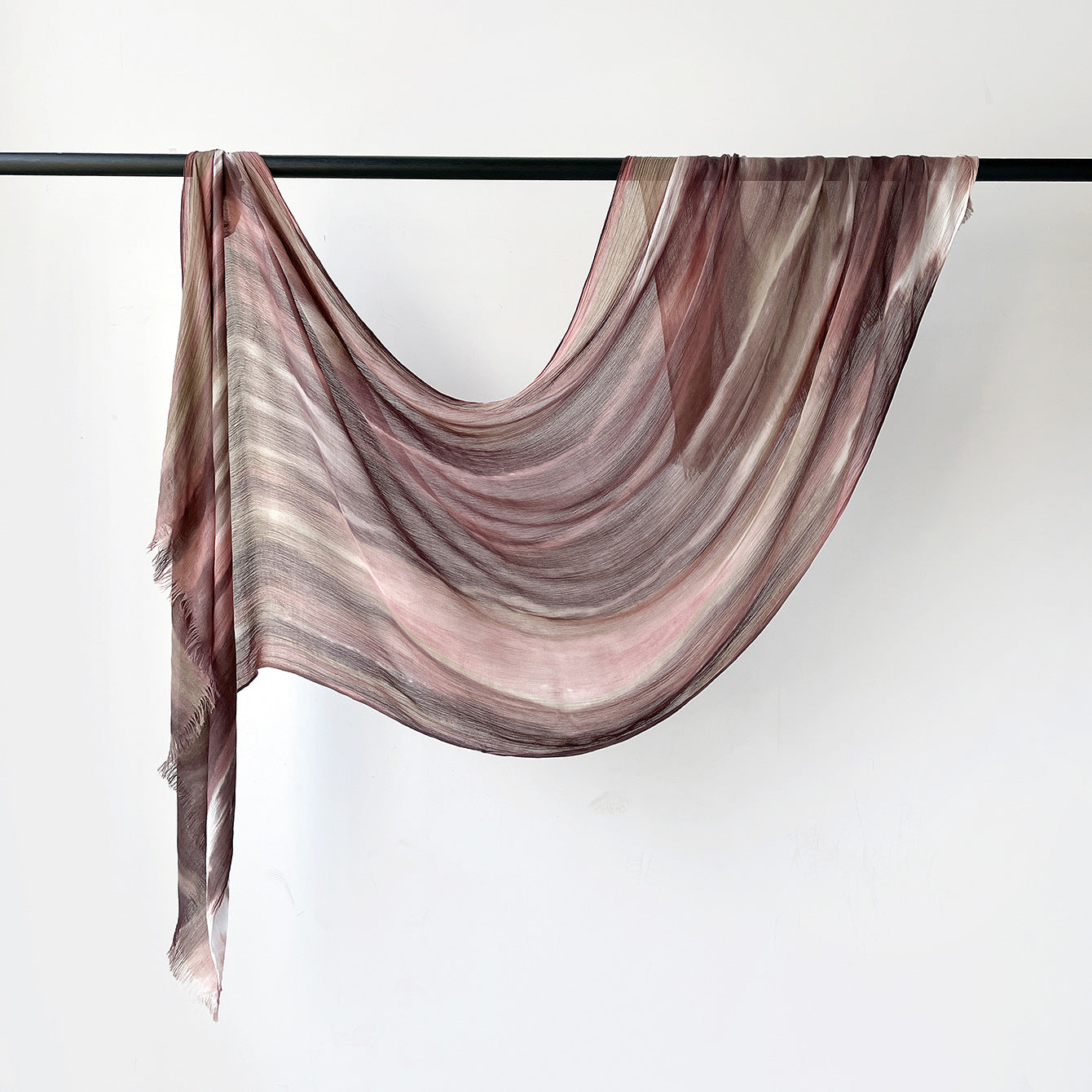 SS007  Gradient Rainbow Collection Short Tassel Crinkled Hijab