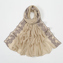 VE139  Stylish Butterfly Embroidered Chiffon Hijab