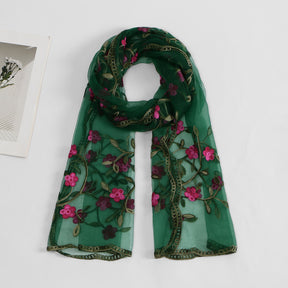 VE154  Nylon Embroidered Breathable Lightweight Hijab