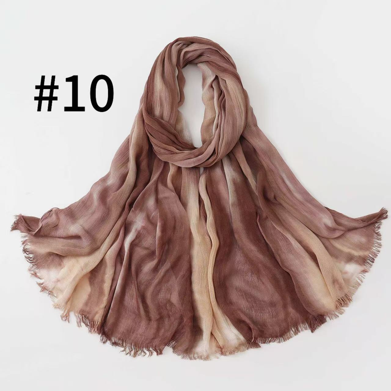 WJA485  Gradient Tie-Dye Autumn/Winter Crinkled Hijab