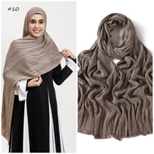 YZ319  Plain Vertical Stripe Modal Crinkle Fringe Hijab