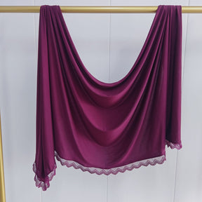 MLSL-457  Liquid Jersey Hijab with Lace L-Shaped Trim