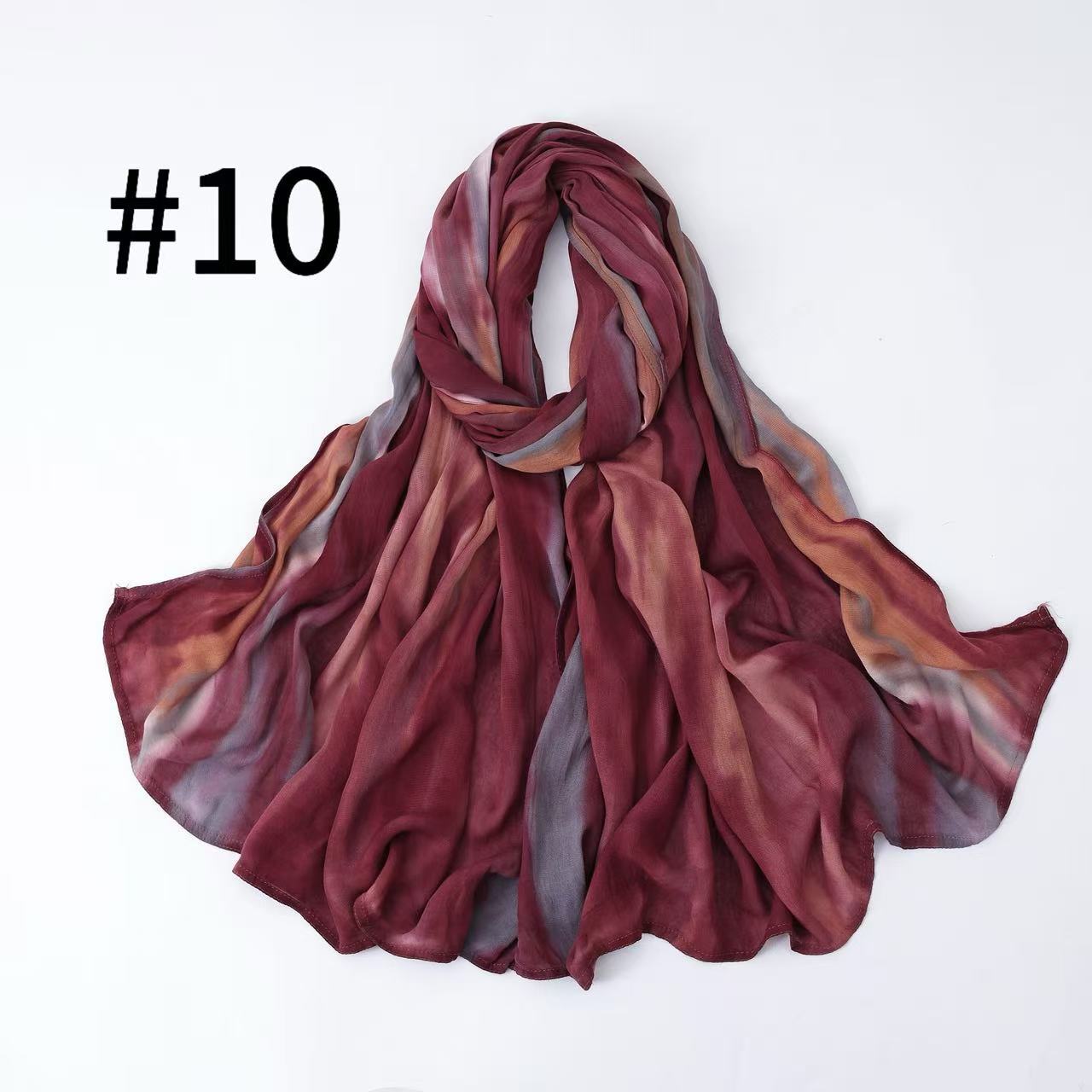 SS010 Breathable Sun-Protective Modal Tie-Dye Crinkled Hijab