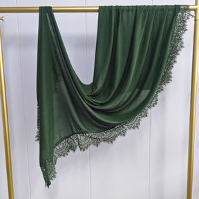 WJ079  Plain Modal Hijab with Lace Trim