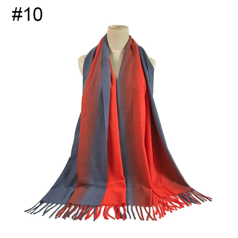 ND307 Women's scarf solid color gradient imitation cashmere large size scarf hijab  hijab/tudung  printed hijab  printed scarf  Gradient