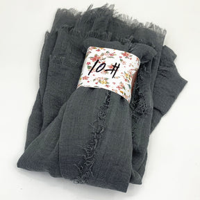 WJ01  Plain Seersucker Crinkle Fringe Edge Large Hijab