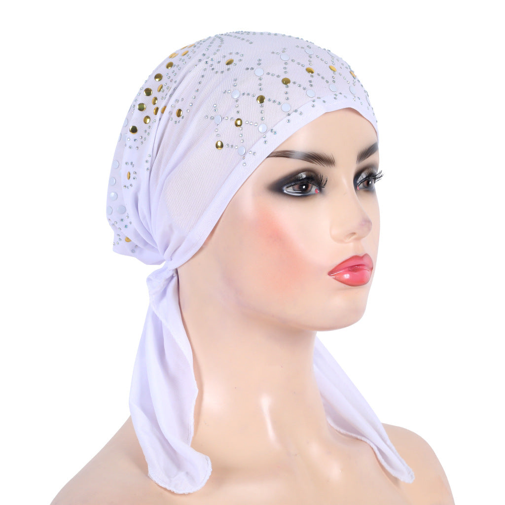 H089 plain hot stamping diamond hijab turban hat