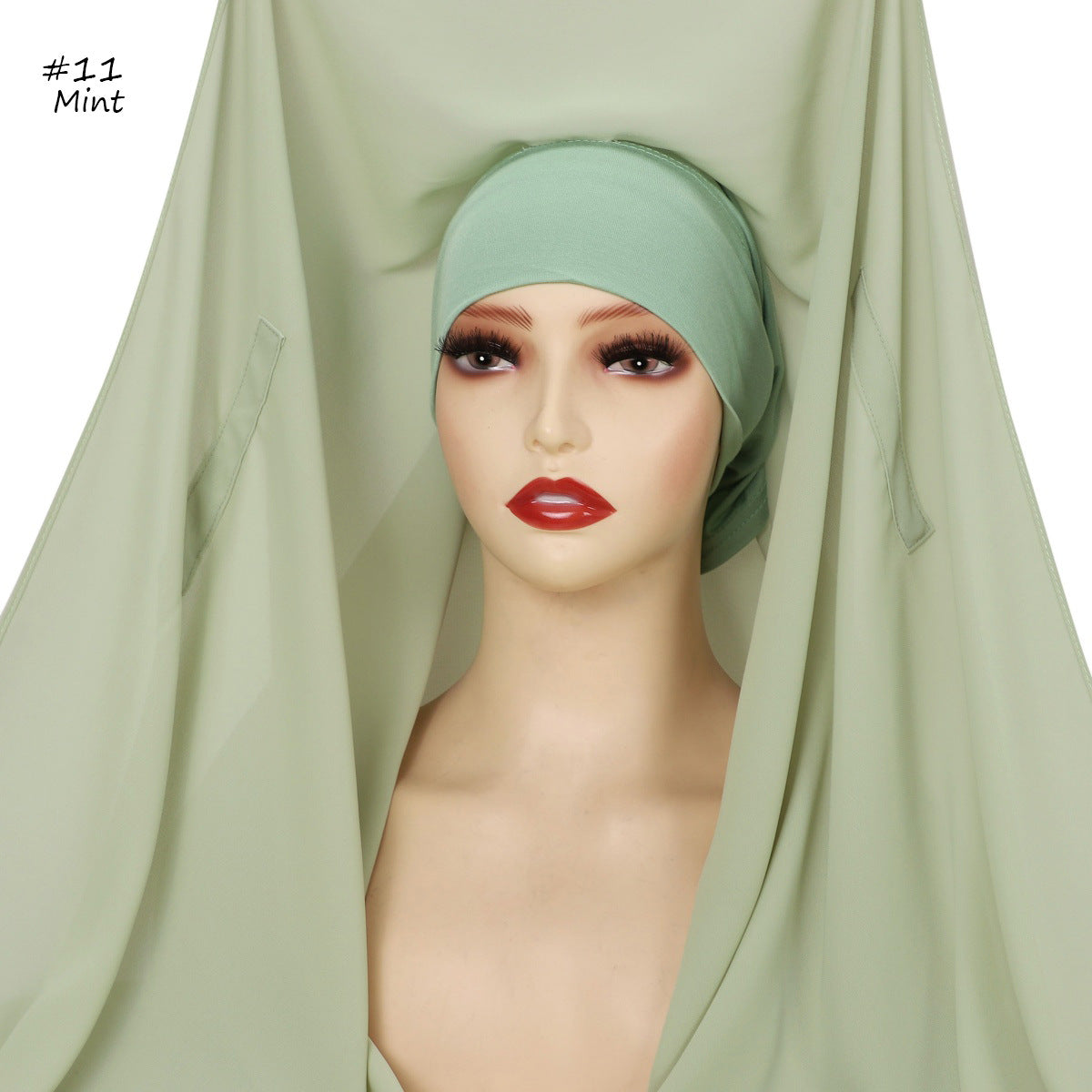 YZ316  Plain Silky Thick Chiffon Hijab with Built-in Magnetic Buckle and Matching Undercap