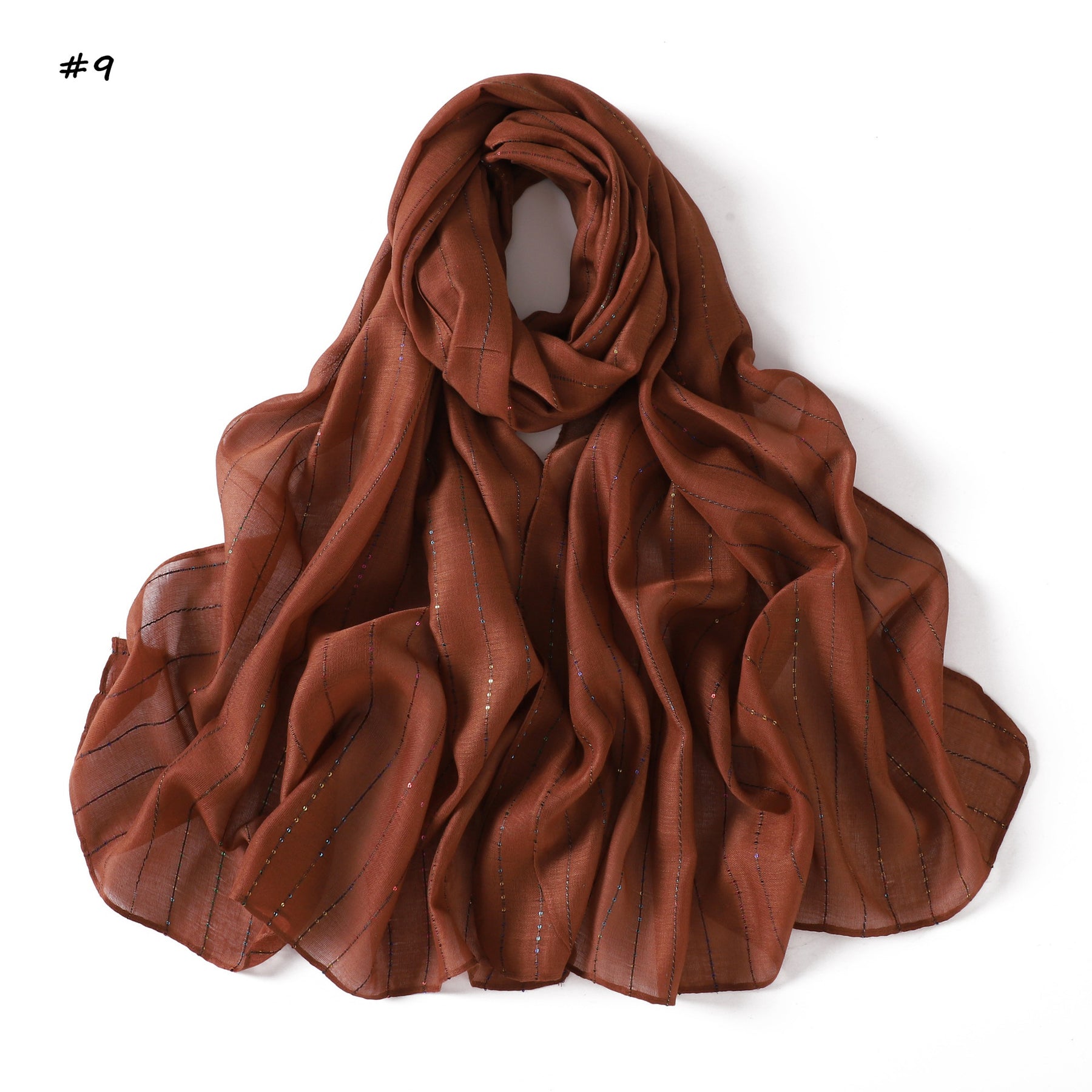 YZ328  Striped Colorful Sequin Cotton Linen Hijab