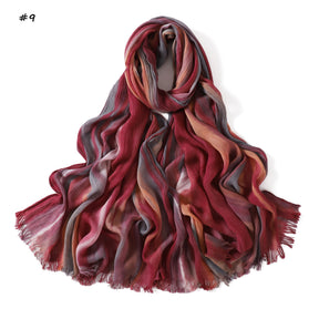 YZ331  Gradient Viscose Crinkle Long Hijab Lightweight Breathable