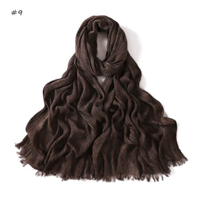 YZ310  Dirt-Washed Crinkled hijab with Raw Edge