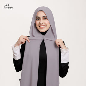 YZ316  Plain Silky Thick Chiffon Hijab with Built-in Magnetic Buckle and Matching Undercap