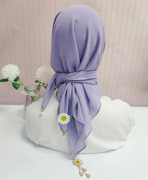 W-0036 plain pearl chiffon small daisy kerchief hijab scarf