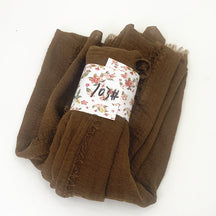 WJ01  Plain Seersucker Crinkle Fringe Edge Large Hijab