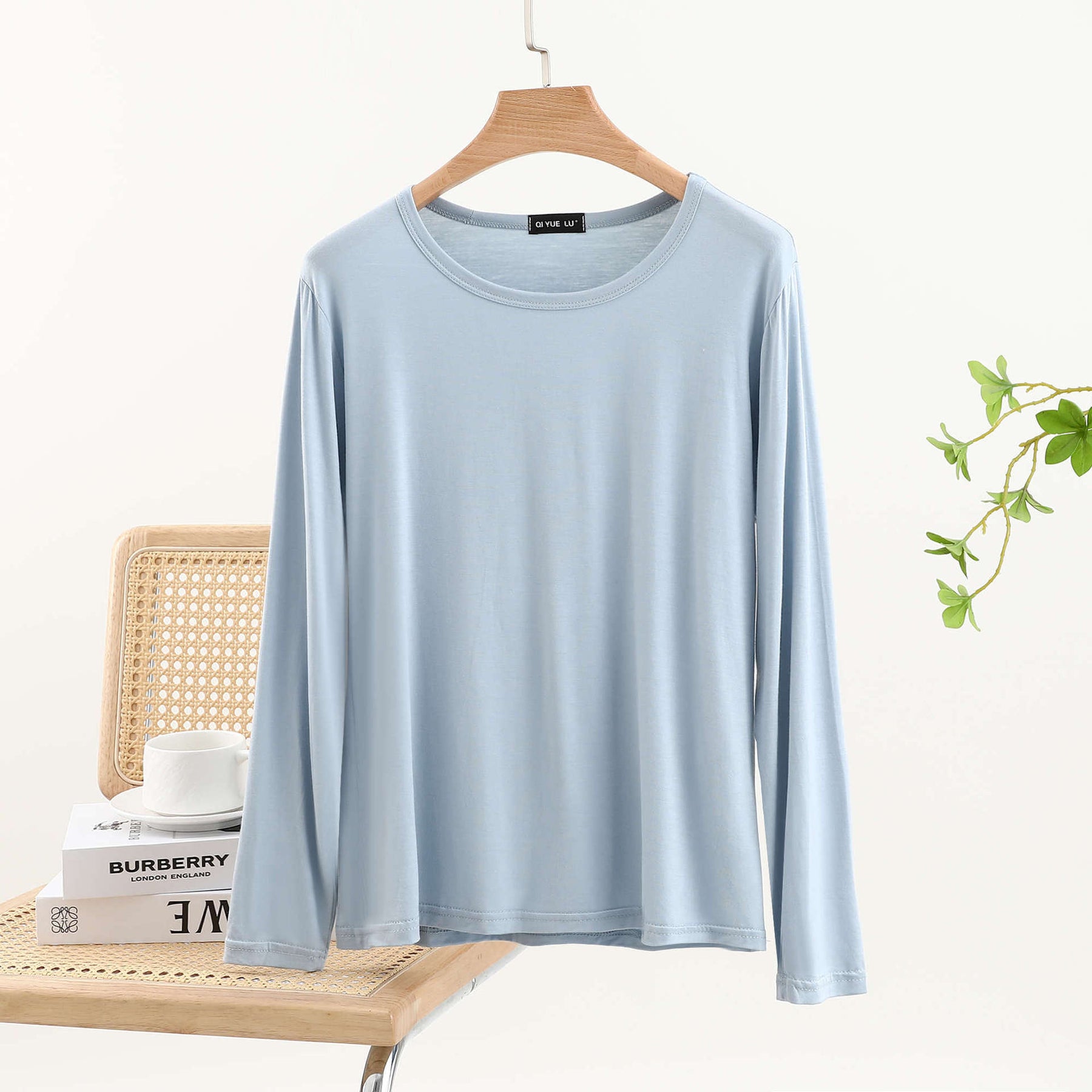 JC001  Crew Neck Modal Long Sleeve Loose Stretch Top