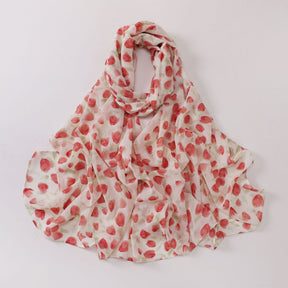 W-0022  Ditsy Floral Printed Pearl Chiffon Hijab