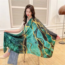 21203  Printed Extra-Long Lightweight Polyester Layering Scarf
