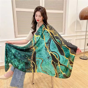 21203  Printed Extra-Long Lightweight Polyester Layering Scarf