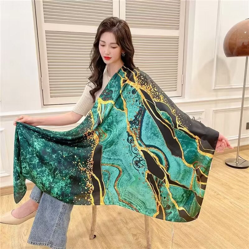 21203  Printed Extra-Long Lightweight Polyester Layering Scarf