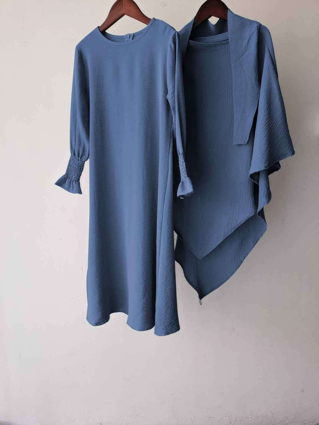 23591 Children's Solid Color Ruffle Dress & Shawl Set