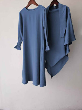 23591 Children's Solid Color Ruffle Dress & Shawl Set