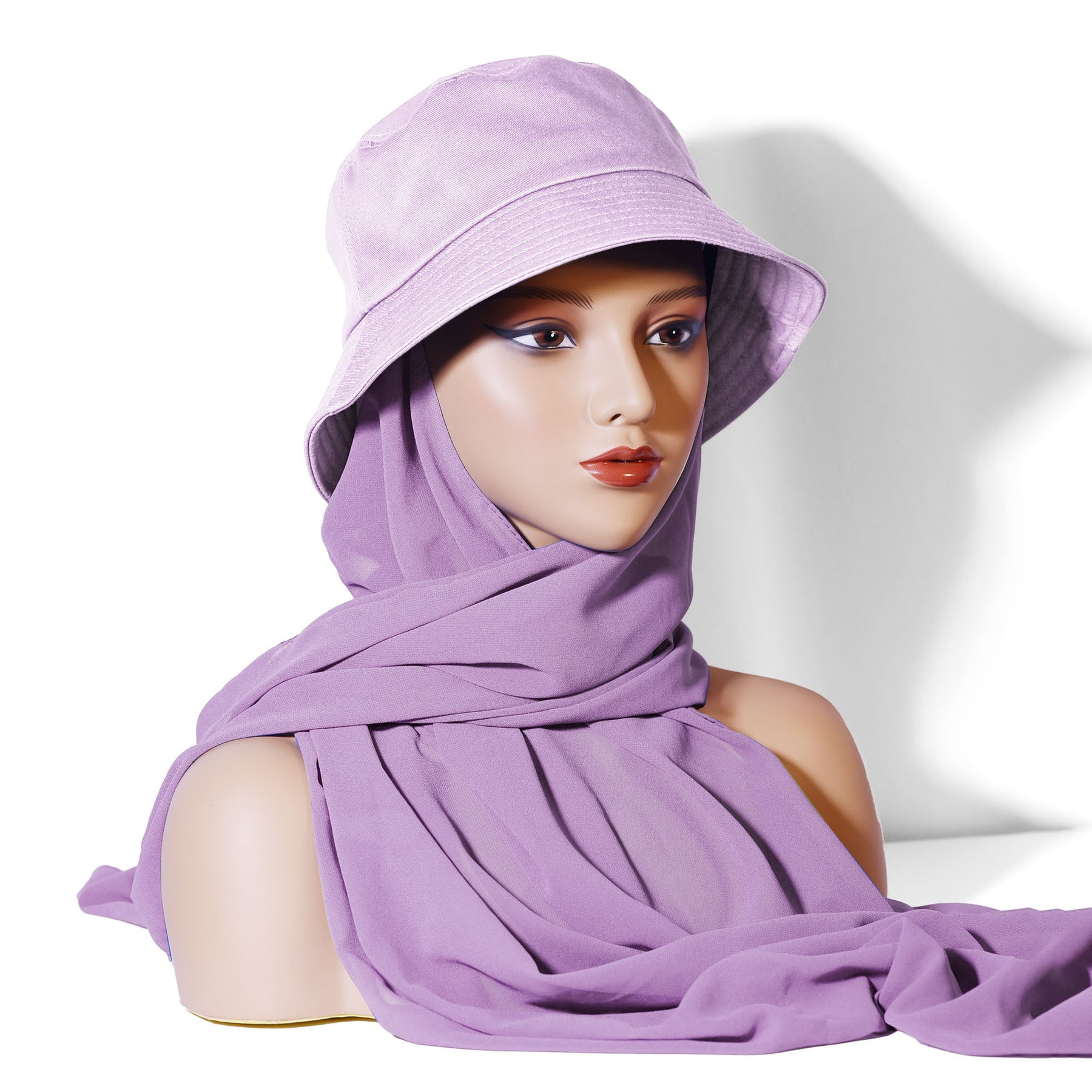 IUG-01  New fashion monochrome suit headscarf solid color chiffon plus fisherman hat scarf hat