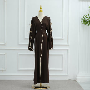 LR962+LR1003 Plain Bow Abaya Dress Set