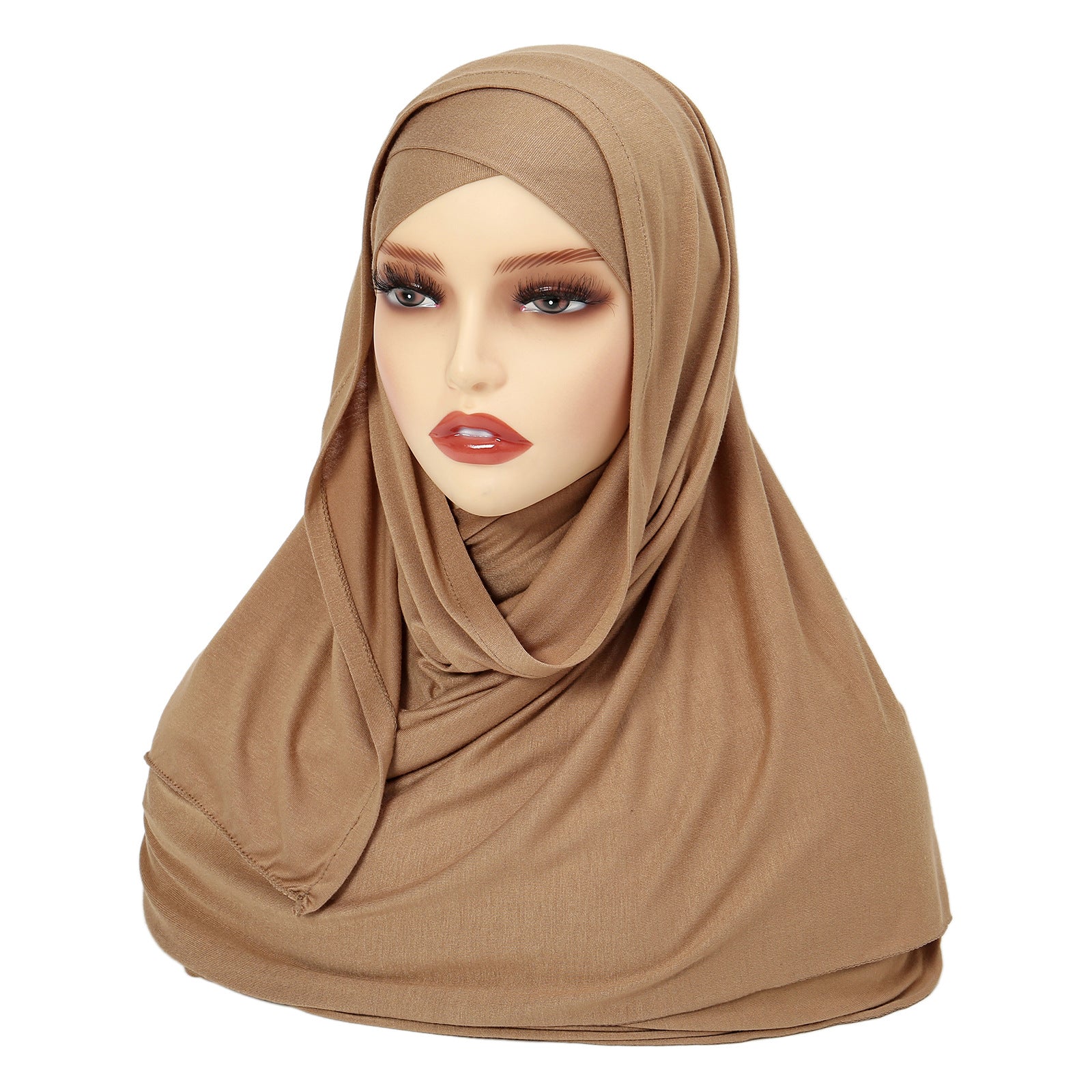 8216  Solid color forehead cross head scarf Middle East Malay headscarf Amazon hijab scarf hat