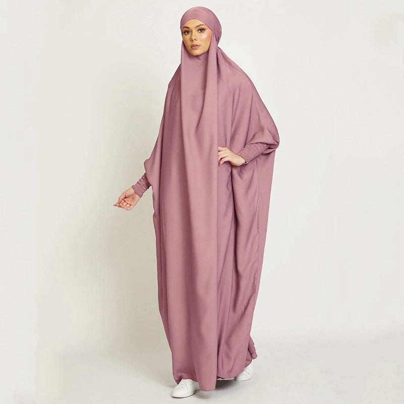 FG20-21484  Solid Nida Loose Sleeve Scarf Long Dress