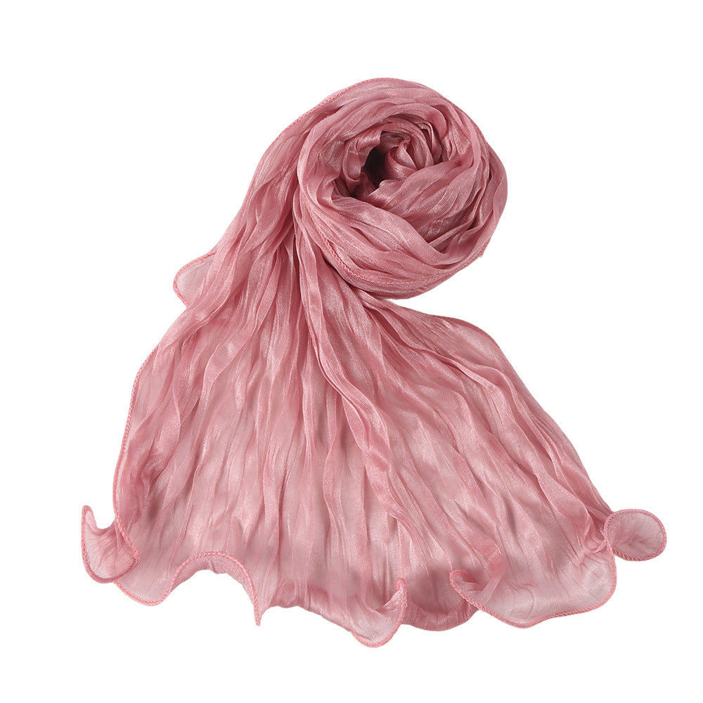 WJ090  Plain breathable bright silk bubble crepe hijab