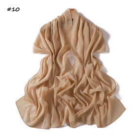 YZ375  Plain Silver Thread Crinkled Chiffon Hijab
