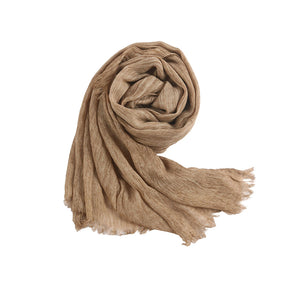 WJ070  Crinkled Rayon Scarf, Finished with Side Fringe