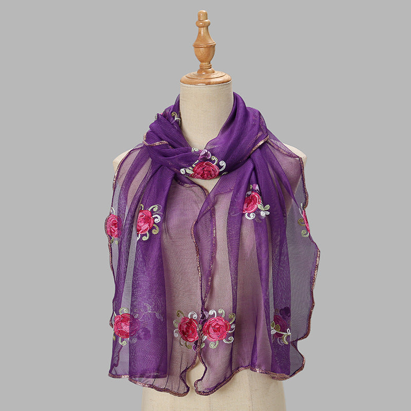 YSY559 Exquisite yarn embroidered scarf shawl