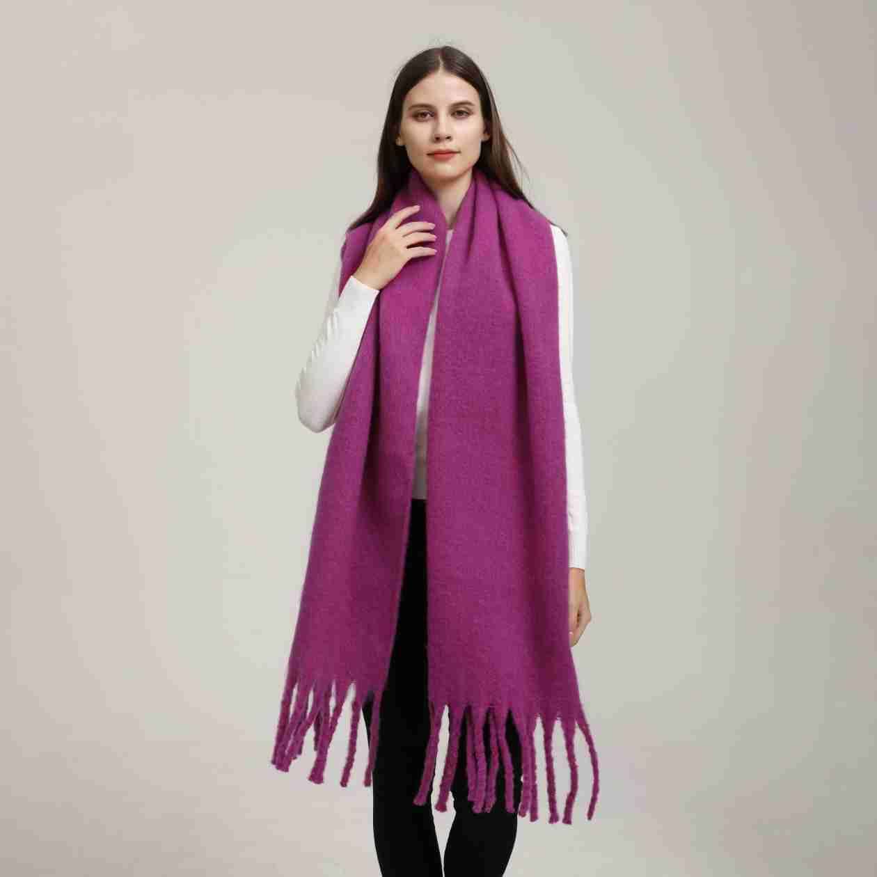 DJ004  Winter Warm Scarf - Plain & Elegant Tassels