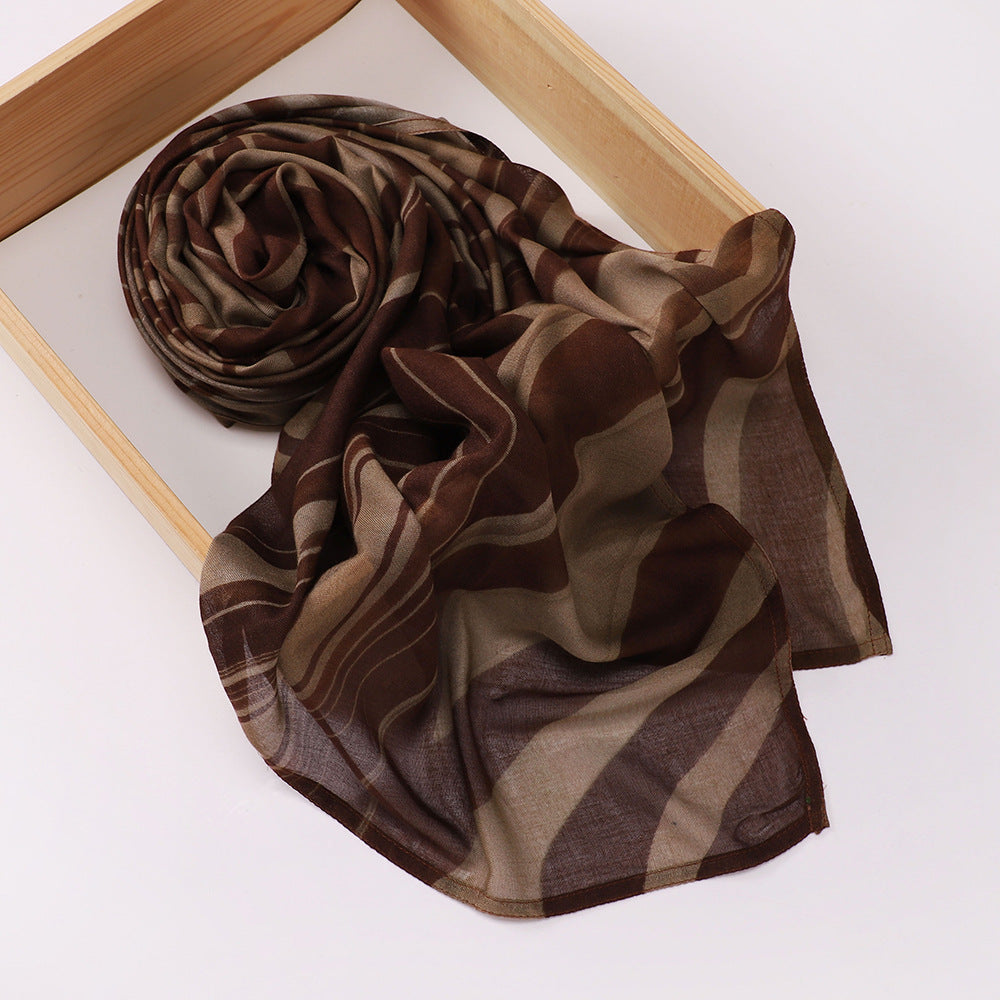 MSL395  Modal printed double stitch scarf