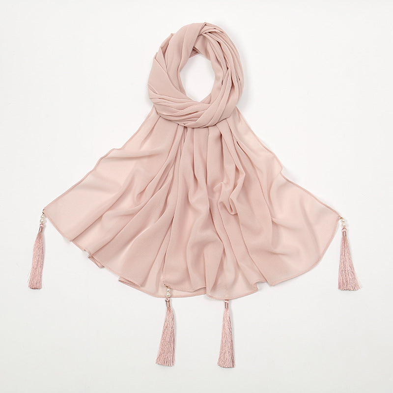 YW016U Fully matched solid color bubble scarf/hijab