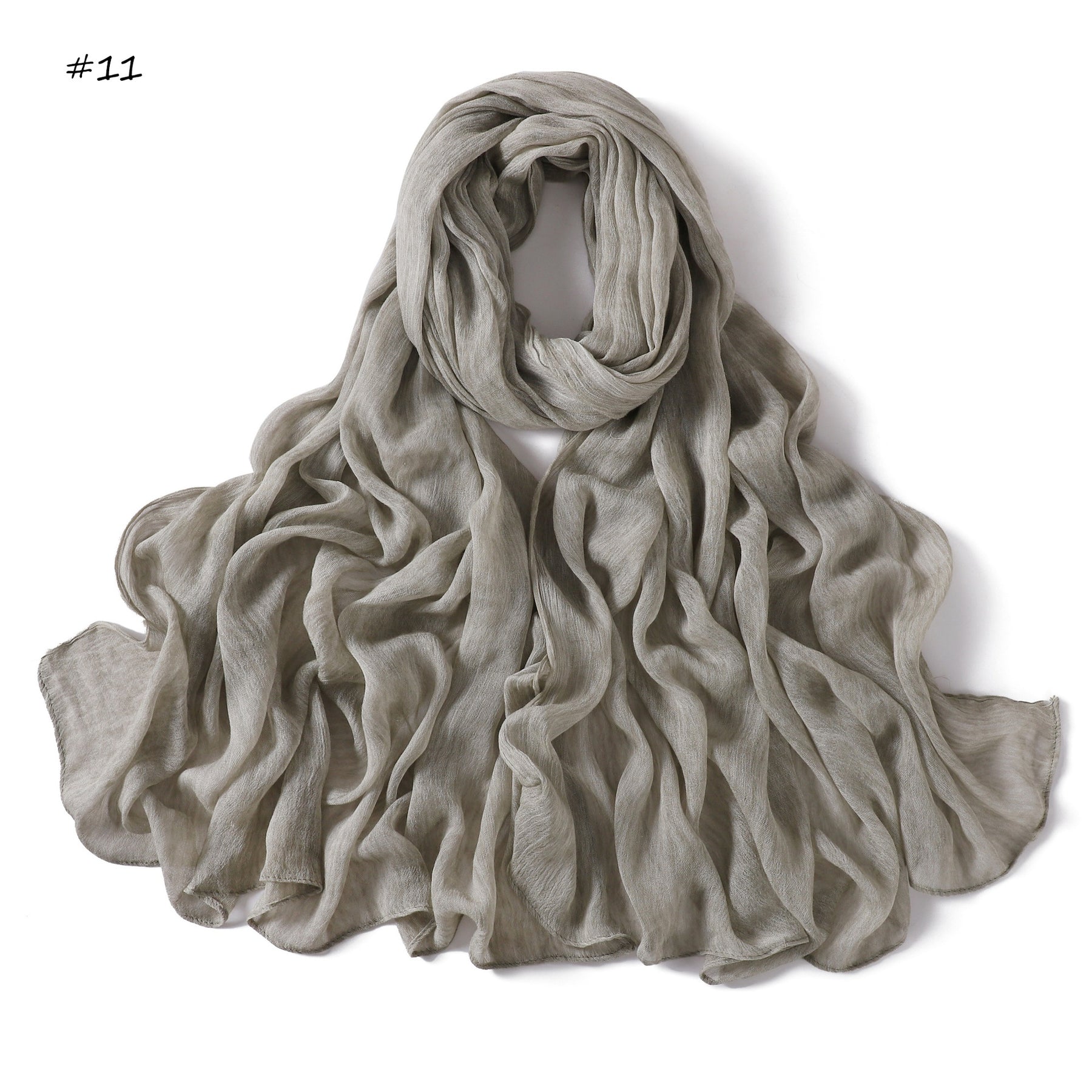 YZ322  Plain Washed-Dye Modal Crinkle Rolled-Edge Hijab
