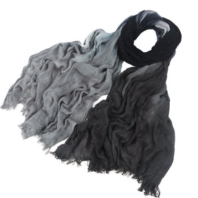 SS009  Modal Tie-Dye Oil Painting Style Two-End Fringed Crinkled Hijab