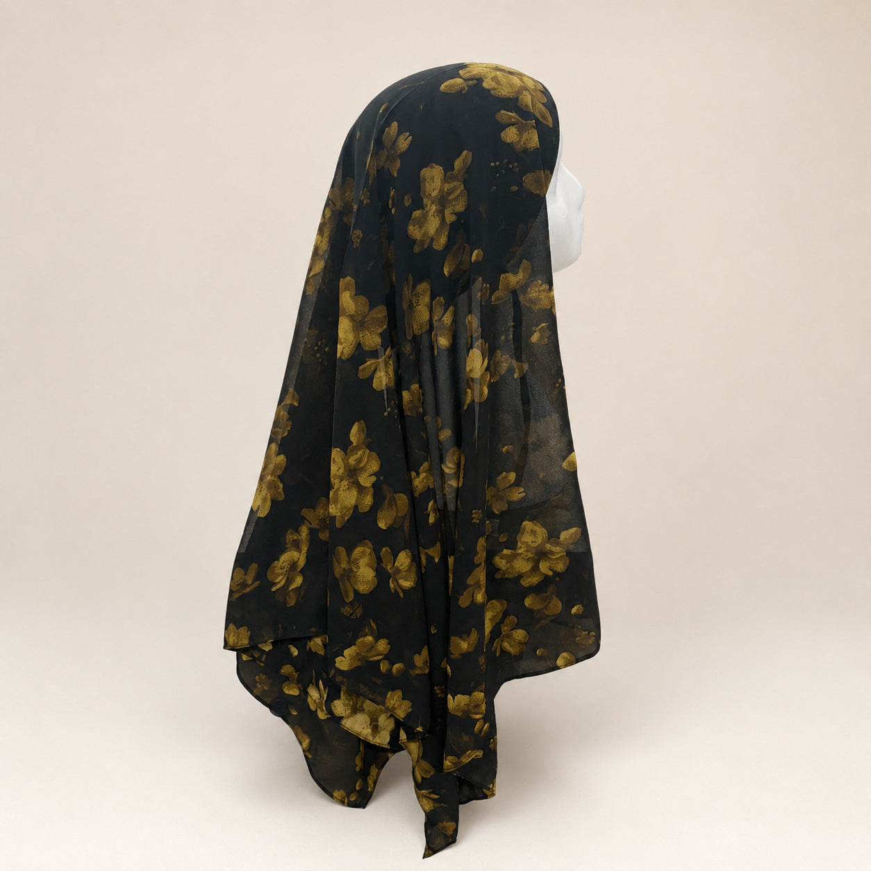 JBXF000  Printed Chiffon Hijab + Attached Tie Back Cap