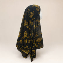 JBXF000  Printed Chiffon Hijab + Attached Tie Back Cap