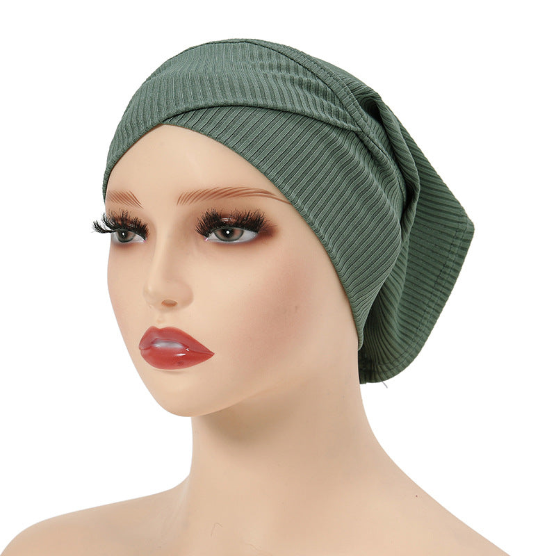 MSL028 Fashion bottom hat threaded cotton solid color headscarf